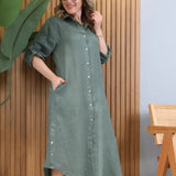 Vestido Monique – Elegância em Linho com Toque de Bordado