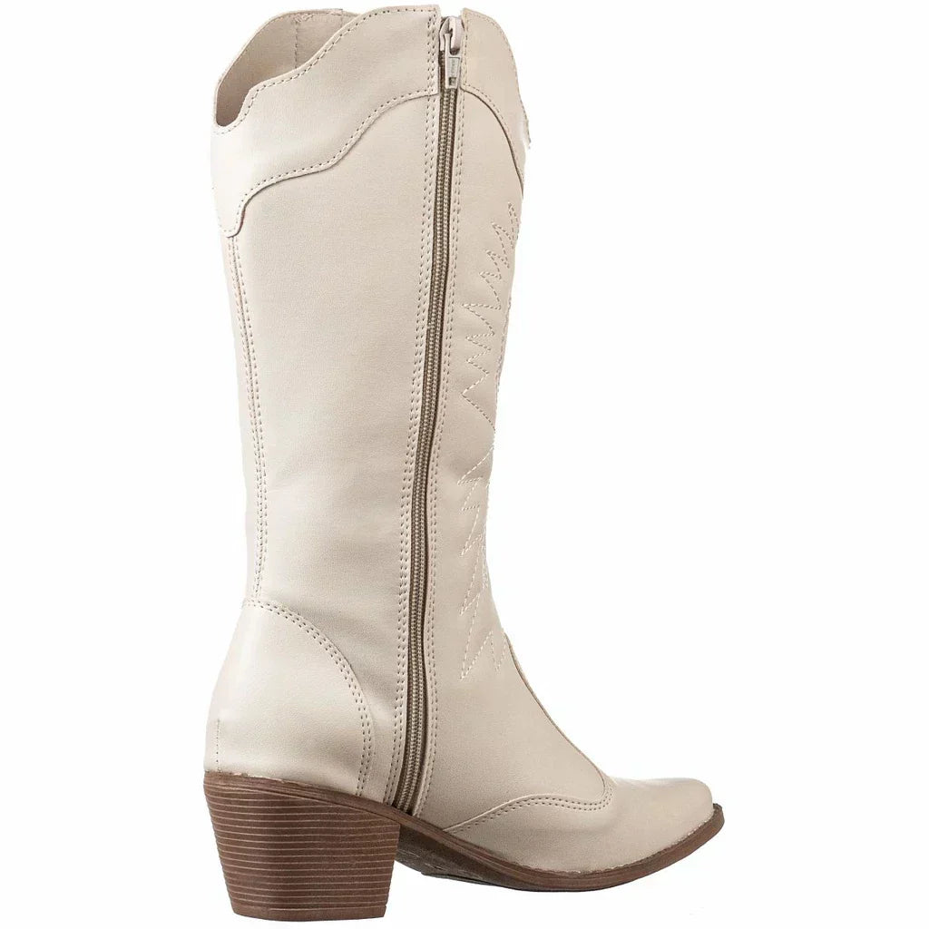 Bota Texana GiGiL Feminina Cano Alto Salto Médio Western Bordada