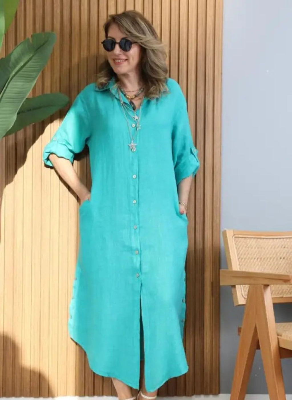 Vestido Monique – Elegância em Linho com Toque de Bordado