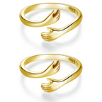 Anel do Abraço Prata 925 Ajustável - Compre 1 Leve 2 + Cartão