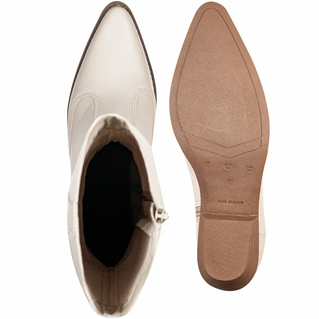 Bota Texana GiGiL Feminina Cano Alto Salto Médio Western Bordada