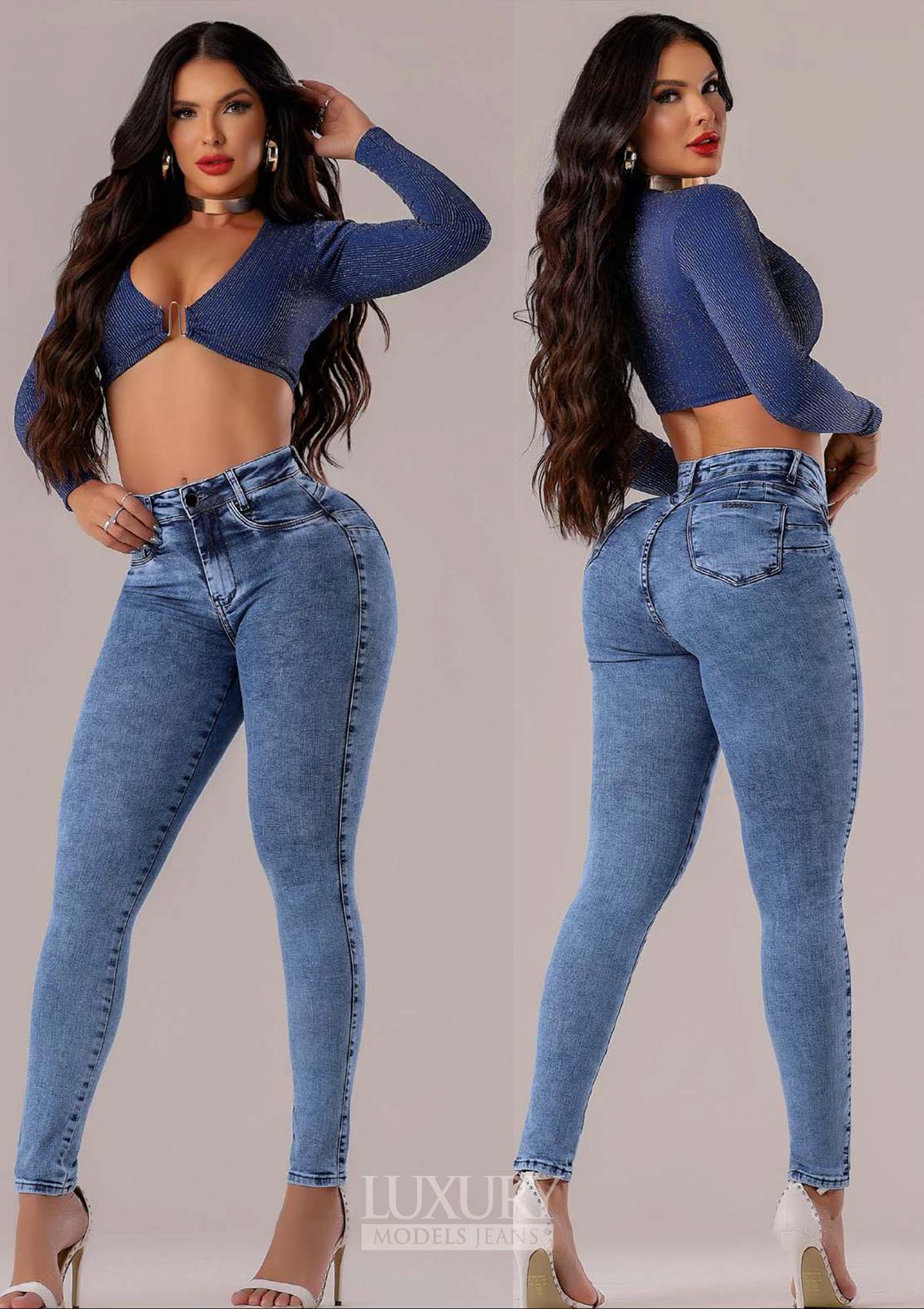 Calça Jeans Modeladora Lipo Empina Bumbum Cós Médio - C452