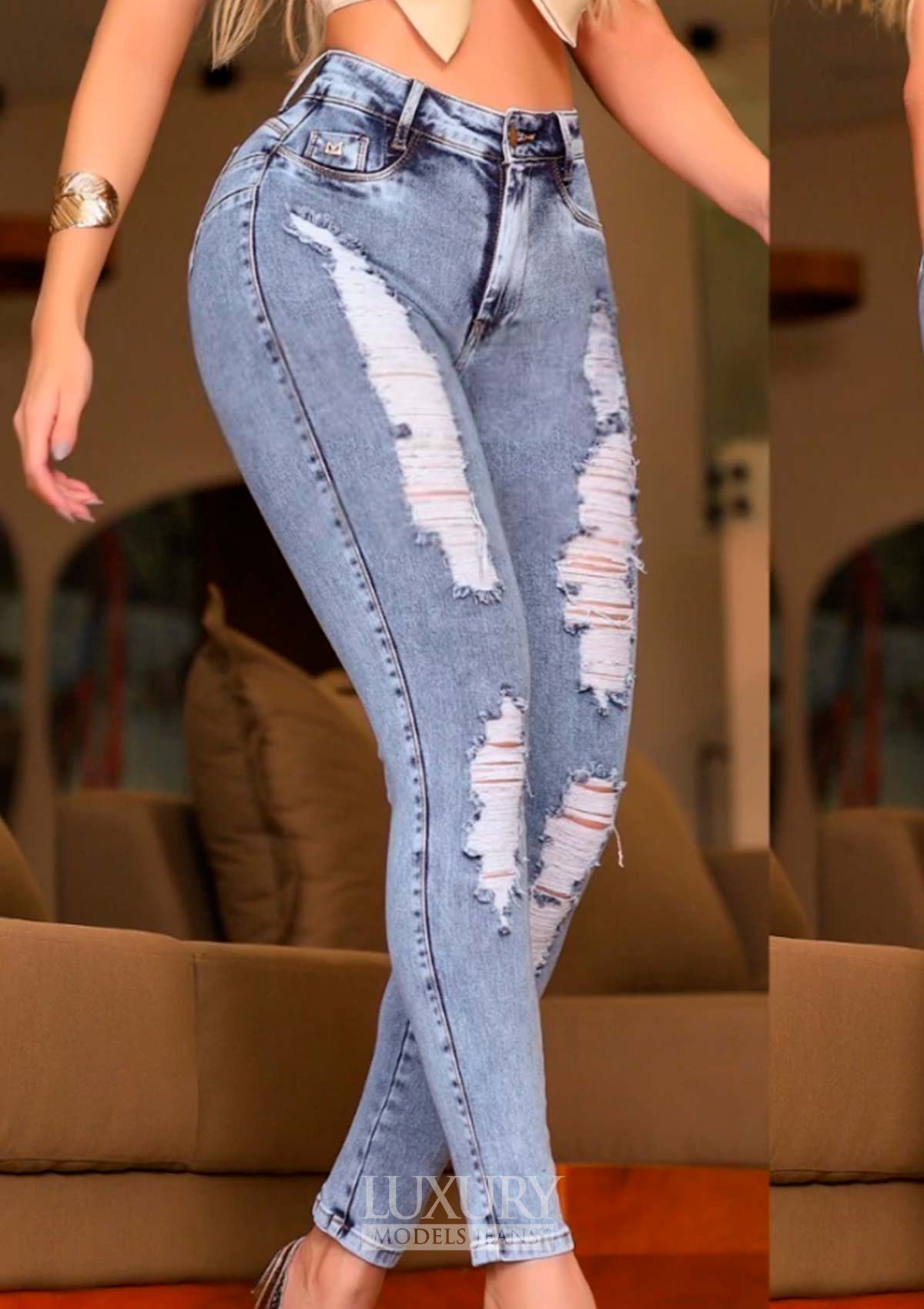 Calça Jeans Modeladora Lipo Empina Bumbum Cós Médio - C452