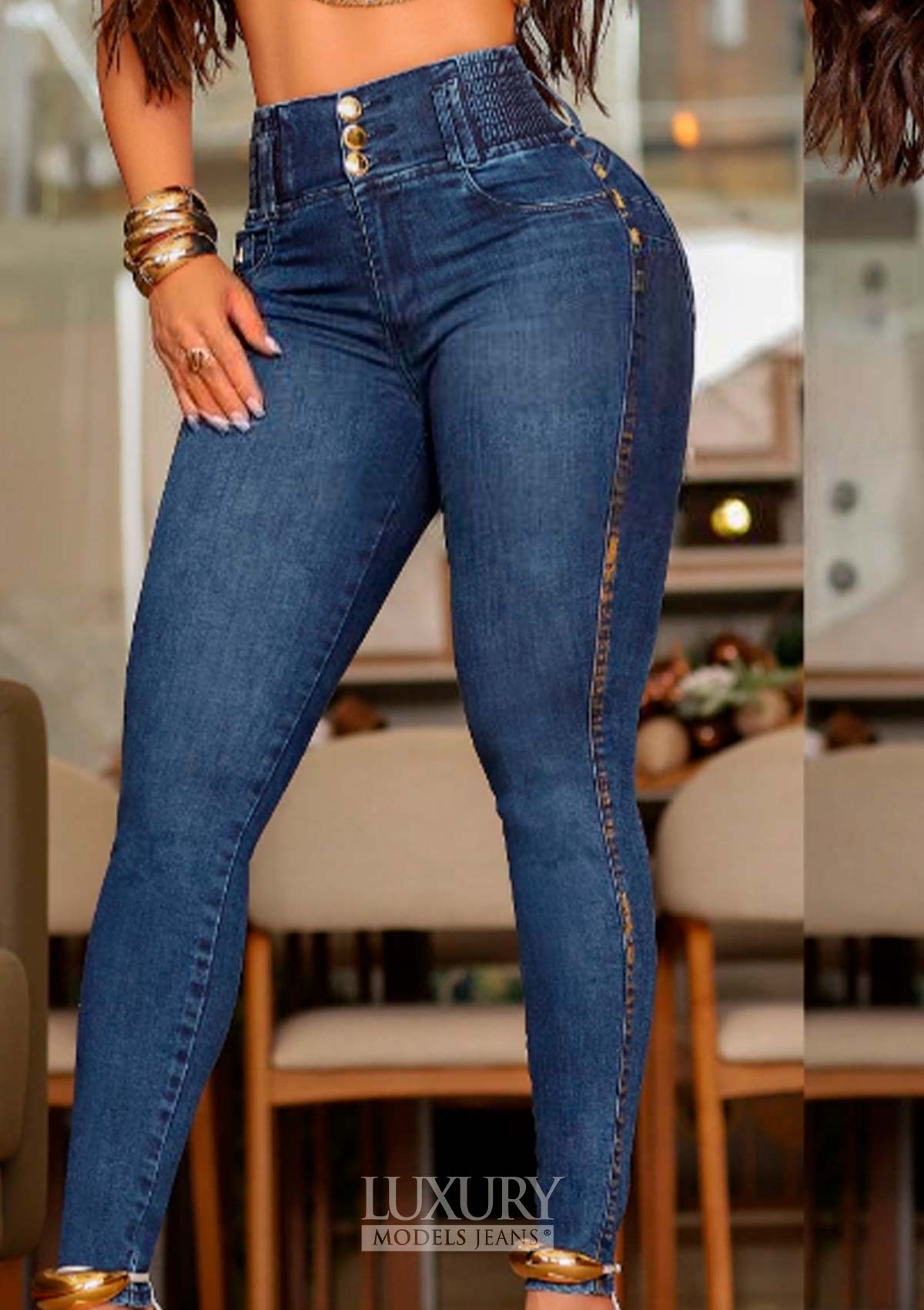 Calça Jeans Modeladora Super Lipo Empina Bumbum Cós Elástico - C510