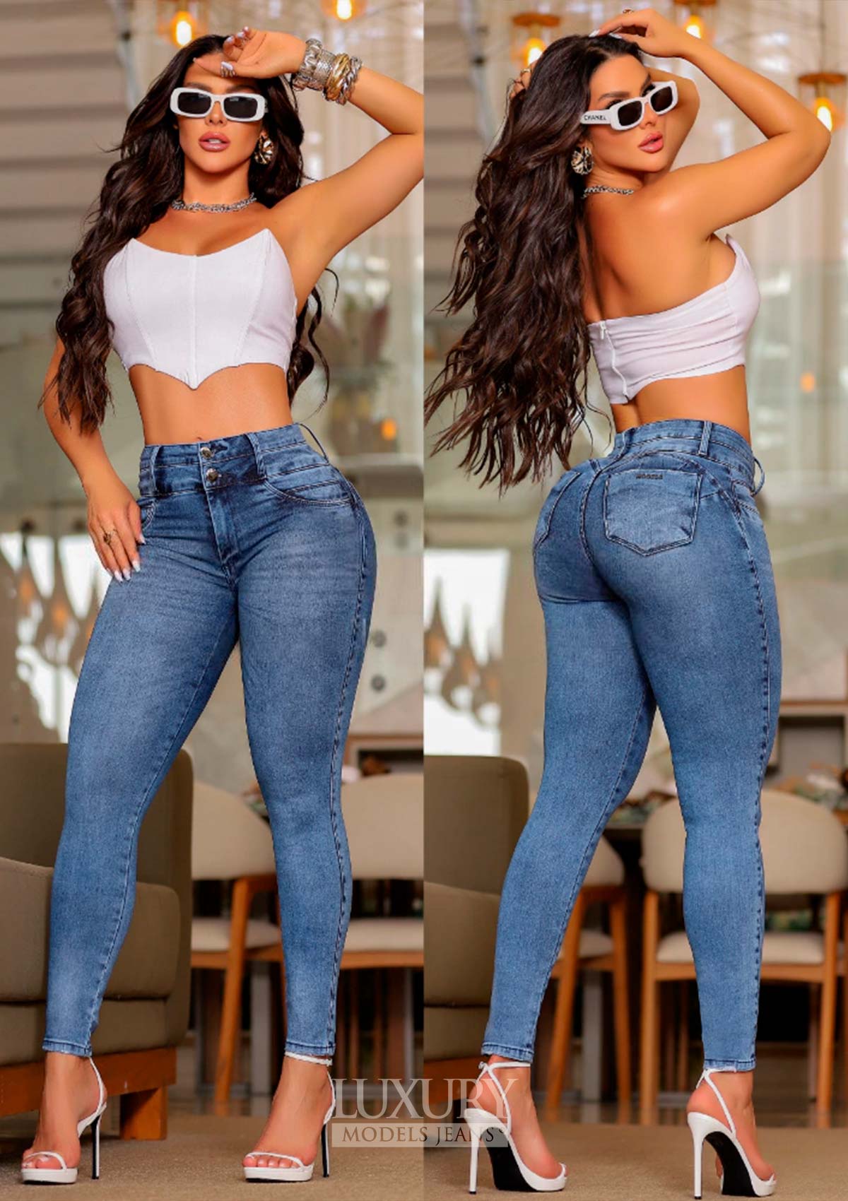 Calça Jeans Modeladora Super Lipo Empina Bumbum Cós Duplo - C551