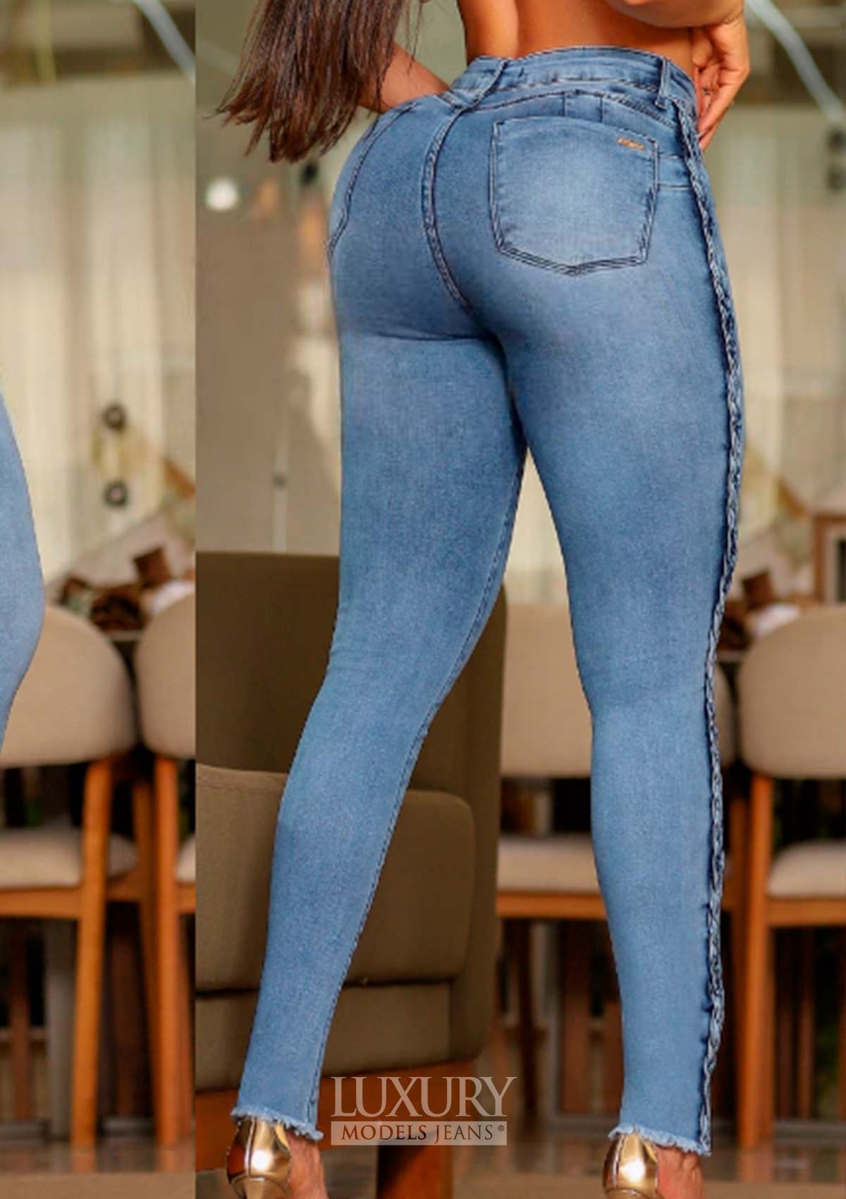 Calça Jeans Modeladora Lipo Empina Bumbum Cós Médio - C555